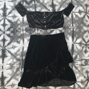 Black Velvet Skirt Set
